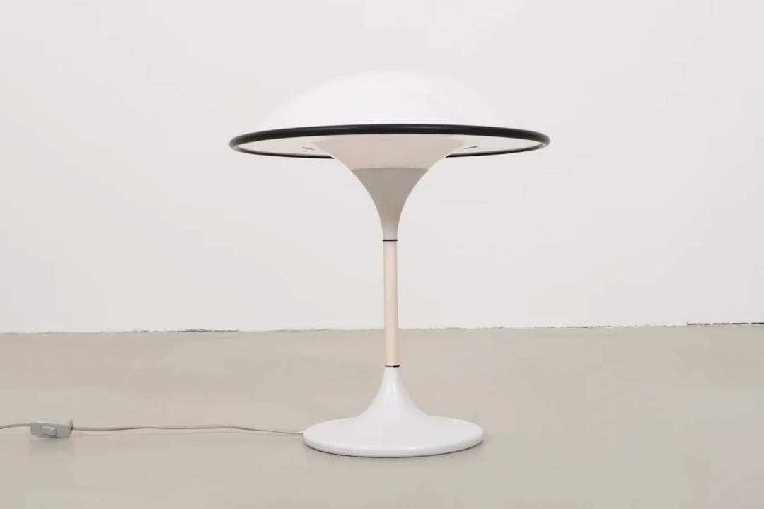 Vintage Danish White UFO Table Lamp: A Retro Lighting Statement