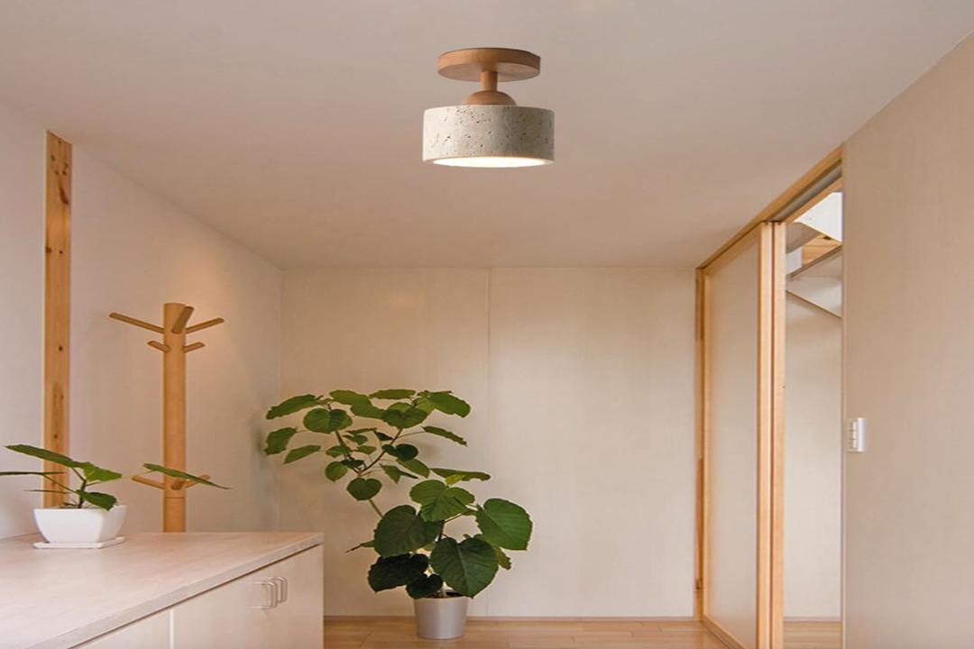 Efficient Travertine Semi Flush Light for Small Spaces